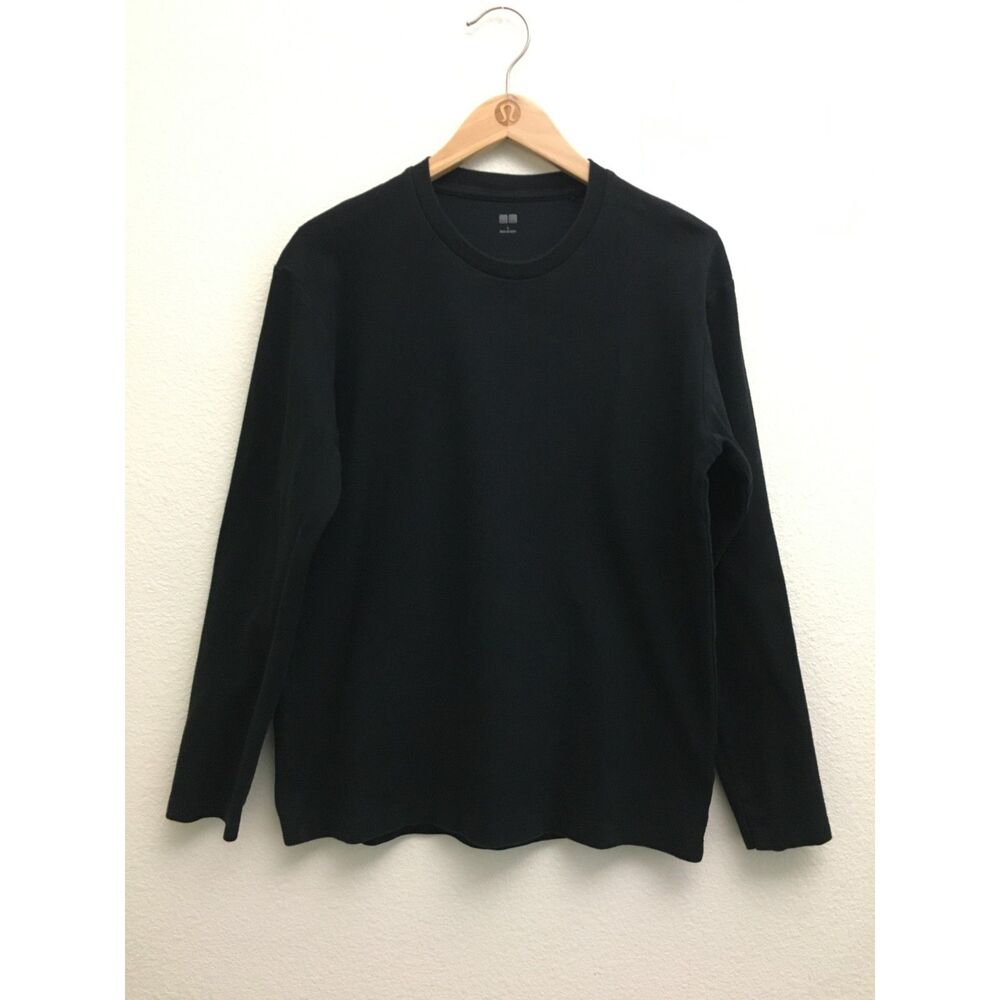 UNIQLO Soft Touch Crew Neck Long Sleeve T-Shirt L Black 100% Cotton